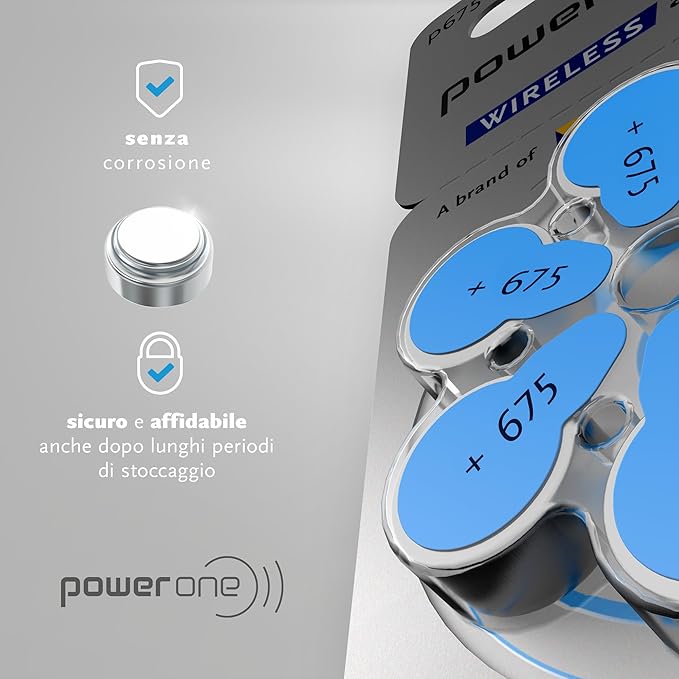 POWER ONE 675 SIZE HEARING AID BATTERIES (60 PCS PACK)