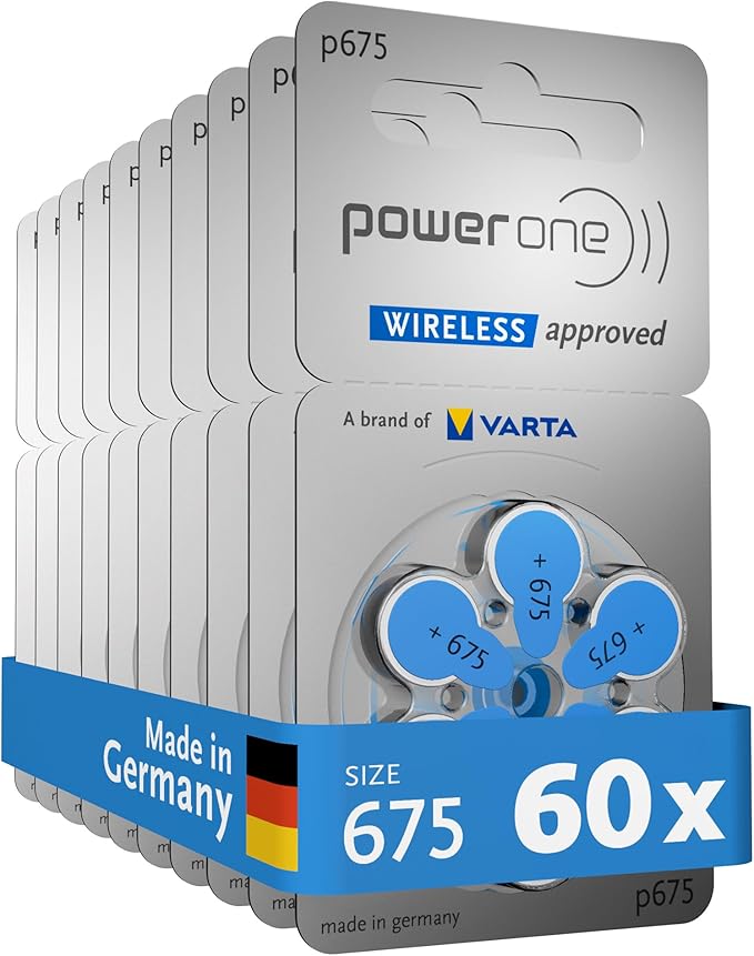 POWER ONE 675 SIZE HEARING AID BATTERIES (60 PCS PACK)