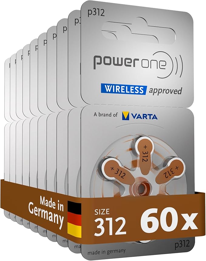 POWER ONE 312 SIZE HEARING AID BATTERIES (60 PCS PACK)