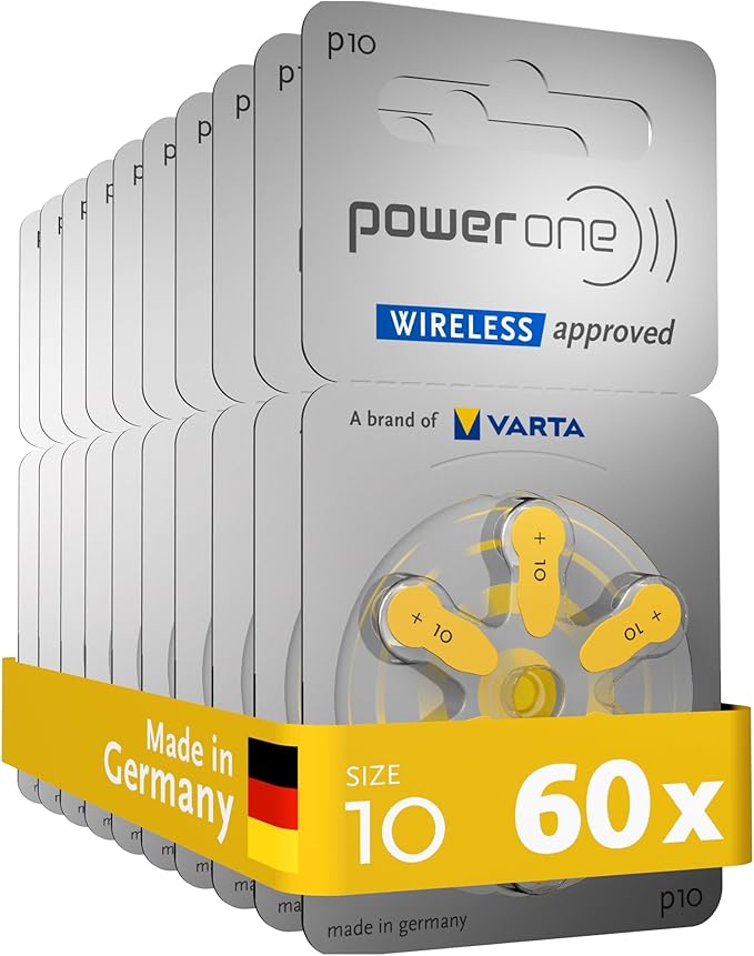 POWER ONE 10 SIZE HEARING AID BATTERIES (60 PCS PACK)