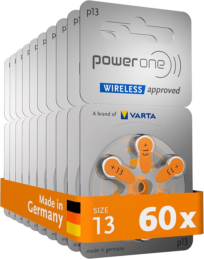 POWER ONE 13 SIZE HEARING AID BATTERIES (60 PCS PACK)